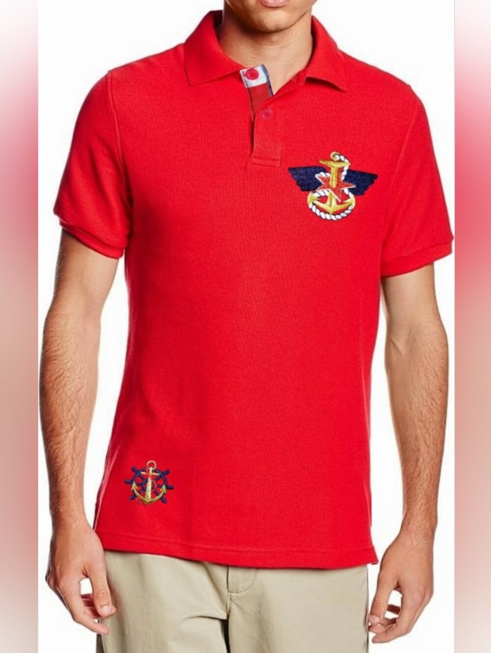 NEW XL Yacht Nautical Sailing Marina Maritime Navy Polo Style Shirt. Red. Unisex